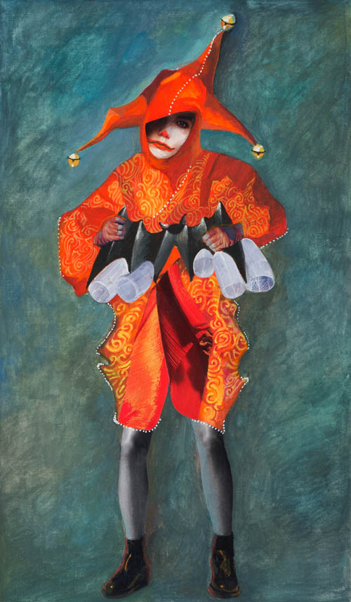 Nino Japaridze - Jester of Winds (Clown du Vents) - Japaridze Tarot - 2012-2013 mixed media painting